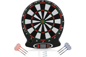 Estink Cible Électronique Professionnelle avec Écran LCD, 6 Fléchettes Incluses, 38cm Diamètre, Jeu de Fléchettes pour Plusieurs Joueurs