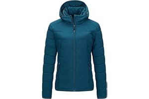 Outdoor Ventures Wodoszczelna kurtka przejściowa, damska, ciepła kurtka zimowa z kapturem, dla kobiet, lekka kurtka pikowana, kurtka buforowa, wędrówki, kemping, podróże