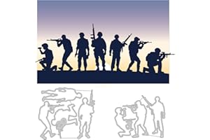 GLOBLELAND 2Pcs Soldiers Cutting Dies Metal Army Veterans Day Embossing Stencils Die Cuts for Paper Card Making Decoration DIY Scrapbooking Album Craft Decor