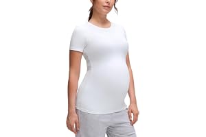 CRZ YOGA Gravid t-shirt med rund hals | Softembrace, Casual, Ultramjuk, Slim Fit, Höftlång, Kortärmade toppar, Graviditet och förlossning