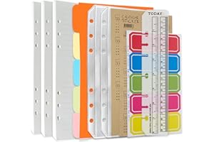 DY.2TEN Set di 3 quaderni ricaricabili formato A5, fogli di ricarica a righe, buste trasparenti con cerniera, divisori A5, linguette per indice