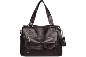 Waniki Handtasche Damen Mittelgroß Umhängetasche für Frauen Schultertasche Weiches Leder Tote Bag Vintage Crossbody Bag Y2K Hobo Bag Punk-stil Ledertasche City Bag für Alltag, Arbeit, Party