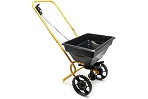 WilTec Épandeur Chariot d'épandage 20kg Pneus en Plastique pour Engrais Semences Sel de déneigement Jardin