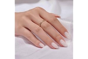 Press On Nails Short - BTArtbox Almond False Nails with Glue, 30 Pcs White Soft Gel Fake Nails in 15 Sizes, Reusable Semi-Transparent Stick on Nails for Women, Cream Puff