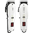 Kubra KB-309 Professional Cordless Rechargeable LED Display Hair Clipper Heavy Duty for Hair and Beard Cut (White)