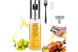 Aotfusd Ölsprüher, 100ML Olivenöl Sprühflasche zum Kochen, Öl Sprühflasche, Ölspender, Ölsprüher mit Bürste Küchenhelfer, Zubehör für Salat, Backen, Grillen,100% BPA frei