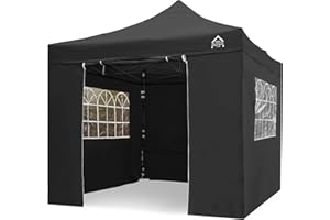All Seasons Gazebos 3x3m Totalmente Impermeable Pop up Gazebo Incluye 4 Paredes Laterales Premium - Negro