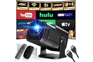 GAIMOO [App integrata] Proiettore 1920 * 1080P 4K Mini Proiettore Portatile 2026 Upgraded Dual Control con Mouse Android TV WiFi 6 BT5.2 180° Rotation Compatible con HDMI/TV Stick/USB, Nero