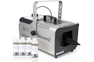 BeamZ SNOW1800 Machine à Neige avec Concentré pour 20 Litres de Liquide Neige - 1800 Watts, Indicateur de Réservoir (3,1L de Capacité), Télécommande, Idéal pour vos Soirées à Thème d'Hiver