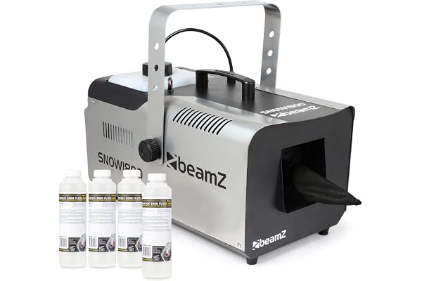 BeamZ SNOW1800 Machine à Neige avec Concentré pour 20 Litres de Liquide Neige - 1800 Watts, Indicateur de Réservoir (3,1L de Capacité), Télécommande, Idéal pour vos Soirées à Thème d'Hiver