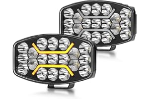 CO LIGHT Feux LED 10 Pouces 150W 70000LM Spot Flood Combo LED Camion Longue Portée avec Feux De Jour Ambre et Blanc Phare de Travail pour Camion 4x4 Tracteur BTP 12V 24V Certifié IP68 ECE 2 pièces
