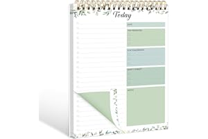 KMQOY To Do List Pad - Daily Planner Notepad 104 Pages Task Planner, 6.7" x 9.8" Double Sided Spiral Notebook with Checklist Productivity Planning Pad for Work Office Home-Green