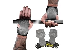 M MANUEKLEAR MANUEKLEAR Weightlifting Wrist Straps with Padded Wrist Strap, Leather Weightlifting, Wrist Straps for Deadlifts, Powerlifting, Professional Lifting Straps for Women (Grey)