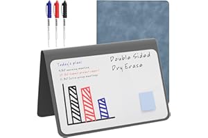 NEWYES Tableau Blanc Effacable Portable Tableaux Blancs avec Stylo à 3 couleurs, Réutilisés Livres Tableau Memo Adapté aux Notes de Réunion, Listes de Courses, Mémo(24 * 34cm)