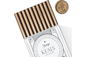 KELZIA KEALS Pack de 10 Barras de Cera para Sellos de Lacre | Para sellar con Pistola de Pegamento | Cera Vintage para Invitaciones de Boda, Tarjetas, Cartas y Envoltorios | Color Bronce