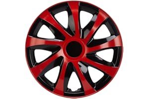 NRM ko239 Tapacubos Draco CS, Negro/Rojo, 15 Pulgadas, Juego de 4