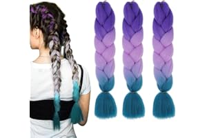 KAYEF Extensiones de trenzas, 3 piezas 3 colores de pelo sintético para trenzar, 60 cm mechones de pelo para trenzar, para trenzas