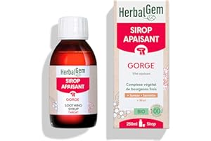 HERBALGEM - Sirop Apaisant - Gorge - Confort Des Voies Respiratoires - Enrichi Aux Bourgeons - Recette Traditionnelle - Certifié Bio - 250 ml