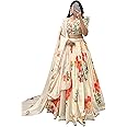 LooknBook Art Womens Georgette Lehenga Choli Lehenga(Stitched), Blouse(Unstitched) Cream Free Size