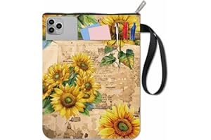 CRASPIRE Copertine per Libri con Motivo Girasole Custodia per Libri con Cerniera e Tessuto Extra Custodia Protettiva Lavabile Rettangolare Floreale per Libri Tascabili Quaderni Tasca in Tessuto