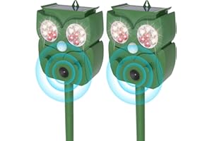 HULAXILOTI Repulsif Chat Ultrason 2 Pièces, Répulsif Chat Extérieur, Étanche IP65, Fréquence Réglable pour Repousser Les Chats errants, Pigeons, Cerfs et Autres Animaux