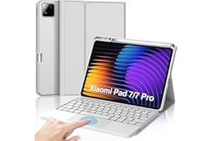 JADEMALL Clavier avec Trackpad pour Xiaomi Pad 7/7 Pro 11.2" 2025, AZERTY Français Clavier Bluetooth avec Pavé Tactile pour Xiaomi Pad 7/7 Pro 11.2" 2025, Gris Clair