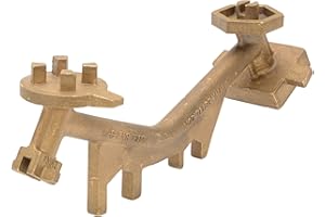 Vestil BNW-B-W Non Sparking Bronze Alloy Drum Bung Nut Wrench with Angled Handles, 13" Length