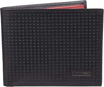 guess men's leather slim bifold wallet