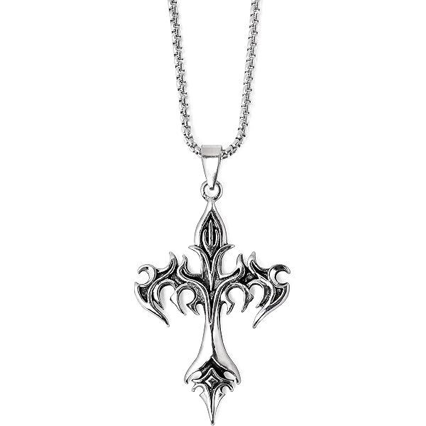 thumbnail image 2 of Alchemy England Osbourne's Cross Pendant Necklace, Black Pewter, Gothic Skull, Boxed 2 of 4