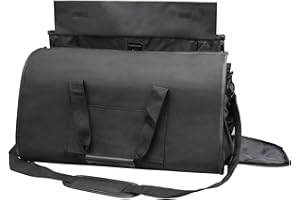 Kalawen Carry On Garment Bag Convertible Garment Duffle Bag with Shoes Compartment, Garment Bags for Travel Large Suit Bag Suitable for Men Women,2 in 1 Hanging Dress Suitcase Suit Travel Bags(Black)