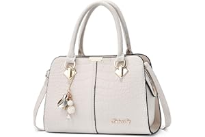 DEEVORCA Moda Borsa a Mano Donna Elegante Borse Tote Borsa a Tracolla con Maniglia Appesi Ornamenti Borse Messenger per Shopping Viaggio Quotidiano PU Pelle Donna Borse a Spalla Bianco A