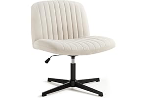 IWMH Krzesło biurowe bez podłokietników, obrotowe krzesło toaletowe bez kółek, krzesło biurowe z poduszką z tkaniny, krzesło komputerowe z regulowaną wysokością, do biura, sypialni