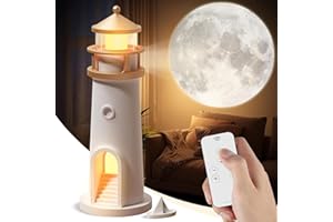 BomKra Faro decorativo a LED, luce di luna con telecomando, luce notturna per bambini, cielo stellato, regalo per mare