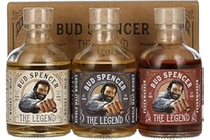 ‎ST. KILIAN DISTILLERS Bud Spencer Whisky & Likör Box - [Geschenk Set 3 x 50ml] Bud Spencer THE LEGEND Miniset 42,7% Vol. - Deutscher Premium Whiskey und Likör - Bud Spencer und Terence Hill Fanartikel