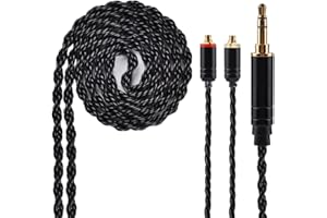 KINBOOFI 6 Core Upgrade Silver Plated Replacement Cable, Black MMCX Detachable Earphone Cable Replacement Earphone Wire for Shure 846 535 215 315 425 MAGAOSI K5 LZA4 A5 (3.5mm Audio Jack, MMCX)
