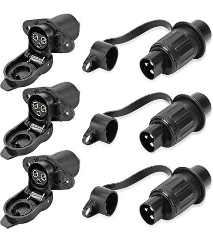 Lot De 3 Prises De Remorque 12V 3 Broches - Étanches, En Laiton - Pour Voiture, Camion, Camping-car