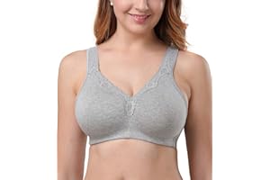 DotVol Sujetador Básico de Algodón sin Aros con Espalda U para Mujer Copa Completa Tallas Grandes