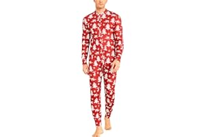 Hotouch Bielizna termiczna, męska, kombinezon jednoczęściowy, bawełna Onesie, bielizna termiczna, piżama na zimę, S-XXL