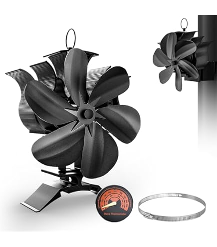Houtkachel Ventilator, 6 Bladen Warmte Aangedreven Niet Elektrische Openhaard Ventilator, Zelf Startende Hoge Temperatuur Weerstand Stille Werking Zwarte Houtkachel Accessoires