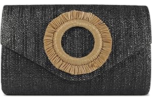 HuiYStar Sac à Main en Paille pour Femme, Sac de Plage d'Été, Pochette de Soirée en Enveloppe pour Fêtes Formales, Mariage 2025