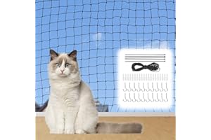 Vaktop Katzennetz für Balkon, 3x4m Katzennetz Drahtverstärkt Ohne Bohren, Katzenschutznetz Schwarz, Balkonnetz für Katzen zur Sicherung von Balkon, Terrassen, Fenstern, Türen, Zäune
