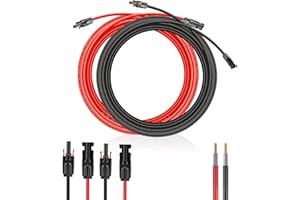Gabrella Solar Panel Extension Cable, 6mm² 4m Solar Connectors, 10AWG Solar Panel Wire, Female and Male Connector, IP67 Waterproof Solar Panel Wire Adapter for Photovoltaic Cable, Solar Power Station
