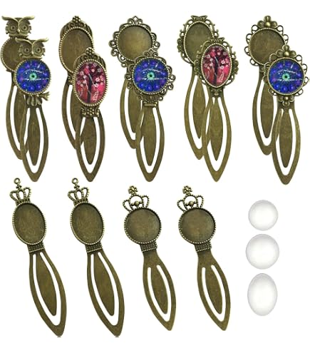4 Base Ciondolo per Cabochon e 4 Cabochon in vetro trasparente - Gi