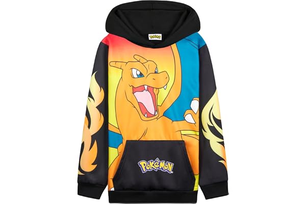 Pokémon Sweat à Capuche Garçon Ado, Pull Manga avec Poche Kangourou et Capuche, Pikachu Gengar Charizard Eevee, Cadeau Anime