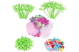iulrtba Nachfüll-Set für DIY Blumen Bastelset, mit 80 blütenblätter, 24 Stiele, 24 Blütenmitten, 24 Kelchblätter für Kinder 4 5 6 7 8 9 10 Jahre