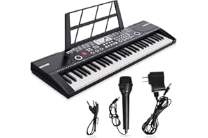 AUNGUUK Digital Piano Klavier 61 Tasten & Noten Notenständer-Tragbares Elektronisches Keyboard-Musikinstrument mit Lautsprechern und Unterrichtsmodi,Begleitautomatik Geeignet für Anfänger/Erwachsene-A3