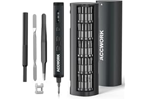 Accwork 78 en 1 Tournevis Électrique de Précision avec 72 Embouts Magnétiques S2 | 5 Vitesses | Écran LED | Mini Tournevis Électrique pour Ordinateur Portable, Lunettes, Montres