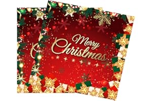 MOMAHUA 20 Pièces Serviettes Papier Noël,33x33cm Serviette Rouges de Fête Brillantes pour Dîner,3 Plis,Décoration de Table Noël,Hiver,Fournitures de Fête