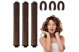 FIDWALL 3 szt. loków bez wysokiej temperatury, lokówka do włosów na noc, duże loki do falowanych loków, lokówki bez wysokiej temperatury, do stylizacji krótkich i długich włosów (brązowe)