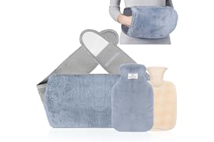 Bonilife Hot Water Bottle Belt 3in1, Fluffy Wrap Around Wearable Hot Water Bottle with Waist Cover, 1L PVC Hot Water Bottle Pouch, Warm Hand Hot Water Bag for Waist Period Pain Relief, for Kids Adult